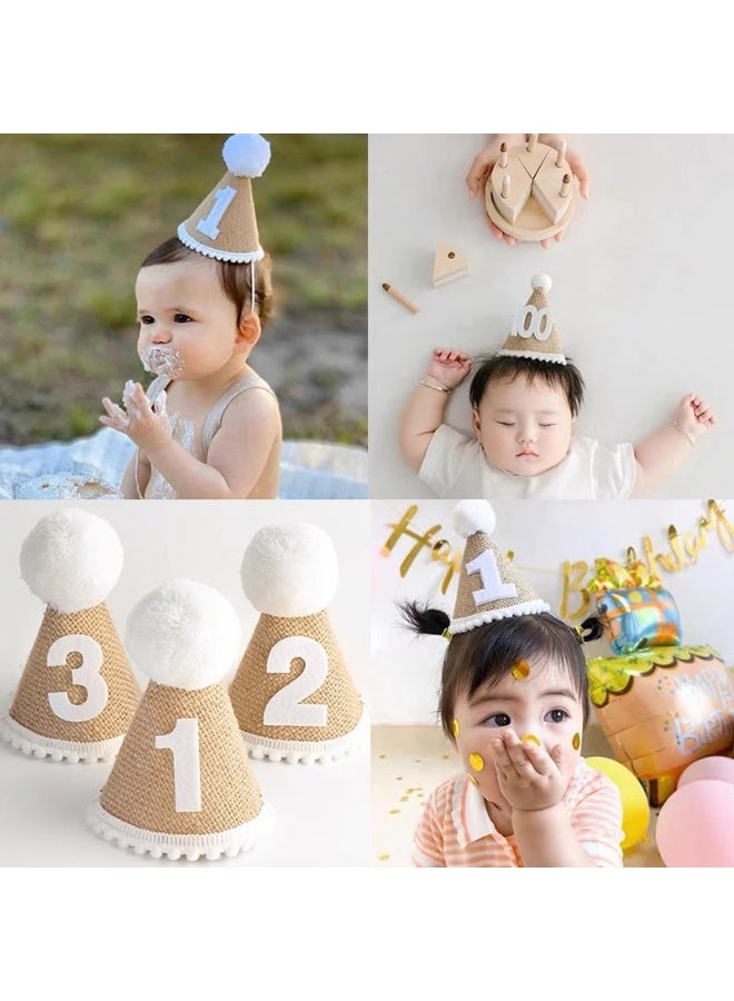 Winner 1st Birthday Hat Boy, One Birthday Hat Khaki Handmade Linen Cone First Birthdays Party Hat For Girls Boys Photo Prop Birthdays Party Decoration - Image 4