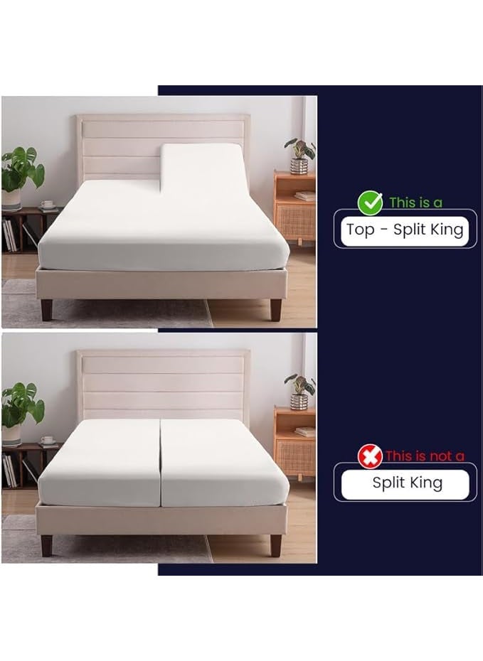 SGI bedding SGI bedding 32"" King Split Top Flex Head Sheet 100% Egyptian Cotton Sheet Set - 600 Thread Count Flex Top Sheet for Adjustable Bed 4 Piece Sheet Set 18"" Deep for Sleep Number Bed - Mediterranean Blue  - Image 2