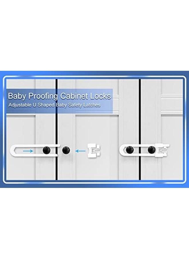 Vmaisi 10 Pack Baby Sliding Cabinet Locks - Adjustable U Shaped Child Safety Locks, Childproof Latches for Kitchen Bathroom Storage Cupboards Doors, Handles and Knobs - Image 5