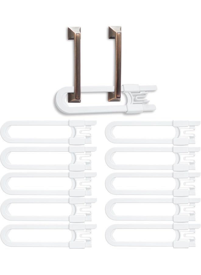 Vmaisi 10 Pack Baby Sliding Cabinet Locks - Adjustable U Shaped Child Safety Locks, Childproof Latches for Kitchen Bathroom Storage Cupboards Doors, Handles and Knobs - Image 1