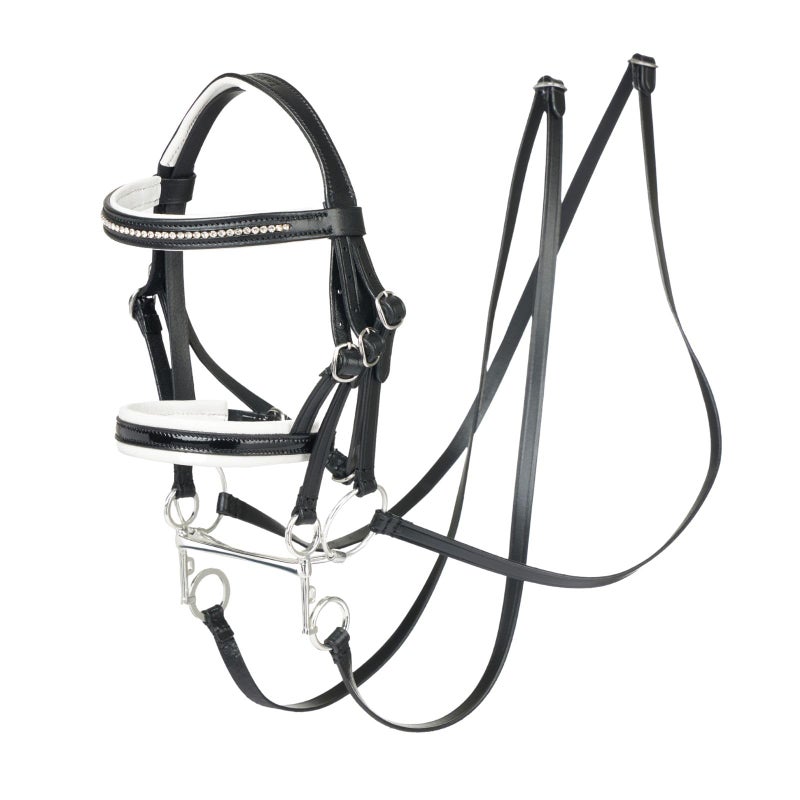 Lemieux Hobby Horse Double Bridle Black - Leather With Functional Buckes - Two Sets Of Reins And Two Bits - Educational Toy - Suitable For Ages 8+ - Image 2