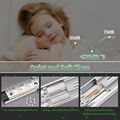 OMANSKO 22 inch 1 Pairs Soft Close Drawer Slides Full Extension Heavy Duty Drawer Slides Ball Bearing Slides Rails for Dresser File Cabinet 100 LB Load Capacity - Image 4