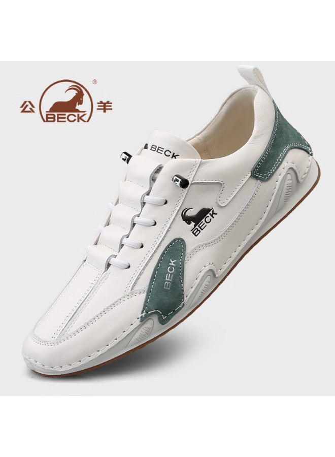 Gongyang Italian Men's Casual Shoes, Spring And Autumn New Style Genuine Leather Casual Shoes, Comfortable Soft-soled White Sneakers For Men, Versatile