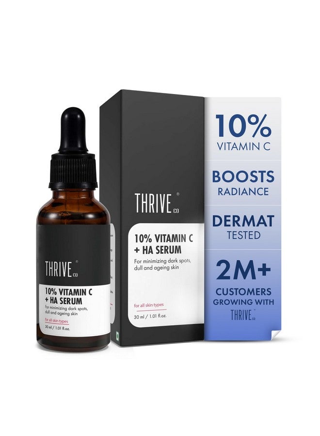 ThriveCo Vitamin C Face Serum with 33kDa + 5kDa Hyaluronic Acid | Skin Brightening Serum for Glowing Skin | Best Vitamin C Serum for Dark Spots, Hydration & Anti-Aging | 30ml - Image 1