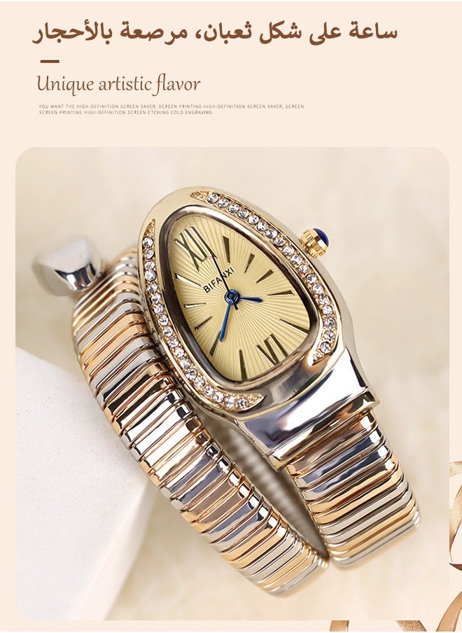 BIFANXI Women's Oval Watch, Snake Quartz Watch, Fashionable and Versatile Diamond Watch  - Image 1