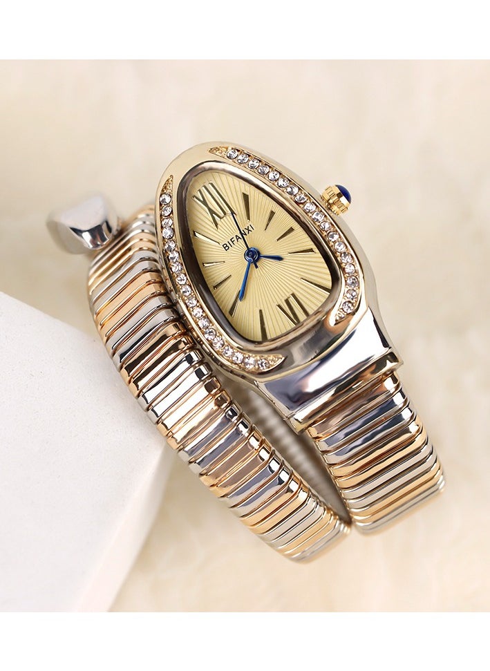 BIFANXI Women's Oval Watch, Snake Quartz Watch, Fashionable and Versatile Diamond Watch  - Image 4