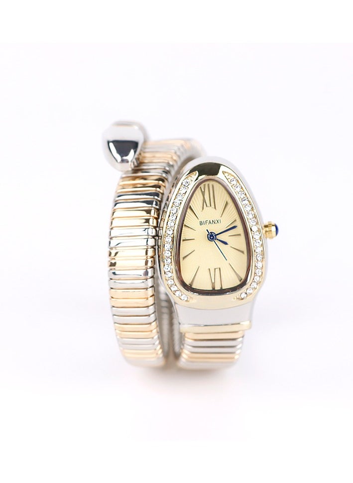 BIFANXI Women's Oval Watch, Snake Quartz Watch, Fashionable and Versatile Diamond Watch  - Image 5