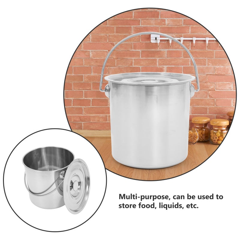 Stainless Steel Bucket Pail With Lid And Handle Metal Compost Compost Bin Food Pail For Kitchen Food Waste - Image 5