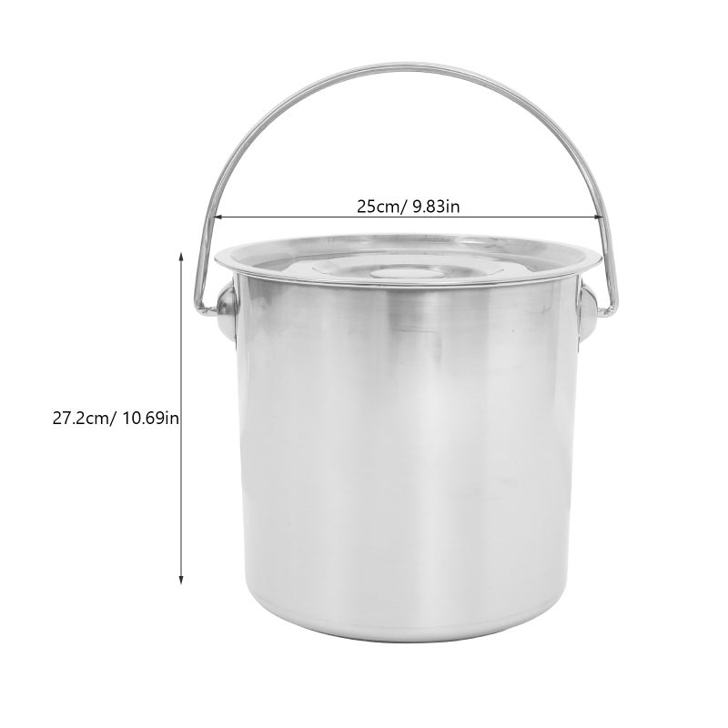 Stainless Steel Bucket Pail With Lid And Handle Metal Compost Compost Bin Food Pail For Kitchen Food Waste - Image 2