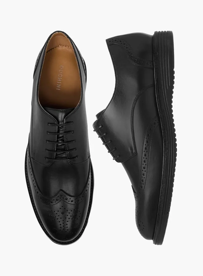 DUCHINI Mens Perforated Lace-Up Derby Shoes