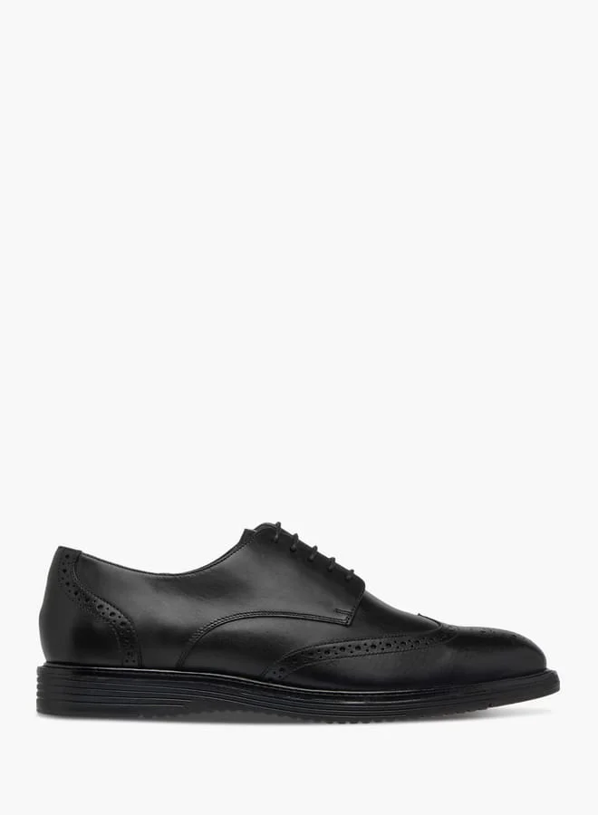 DUCHINI Mens Perforated Lace-Up Derby Shoes