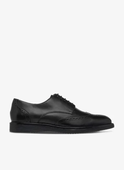 DUCHINI Mens Perforated Lace-Up Derby Shoes