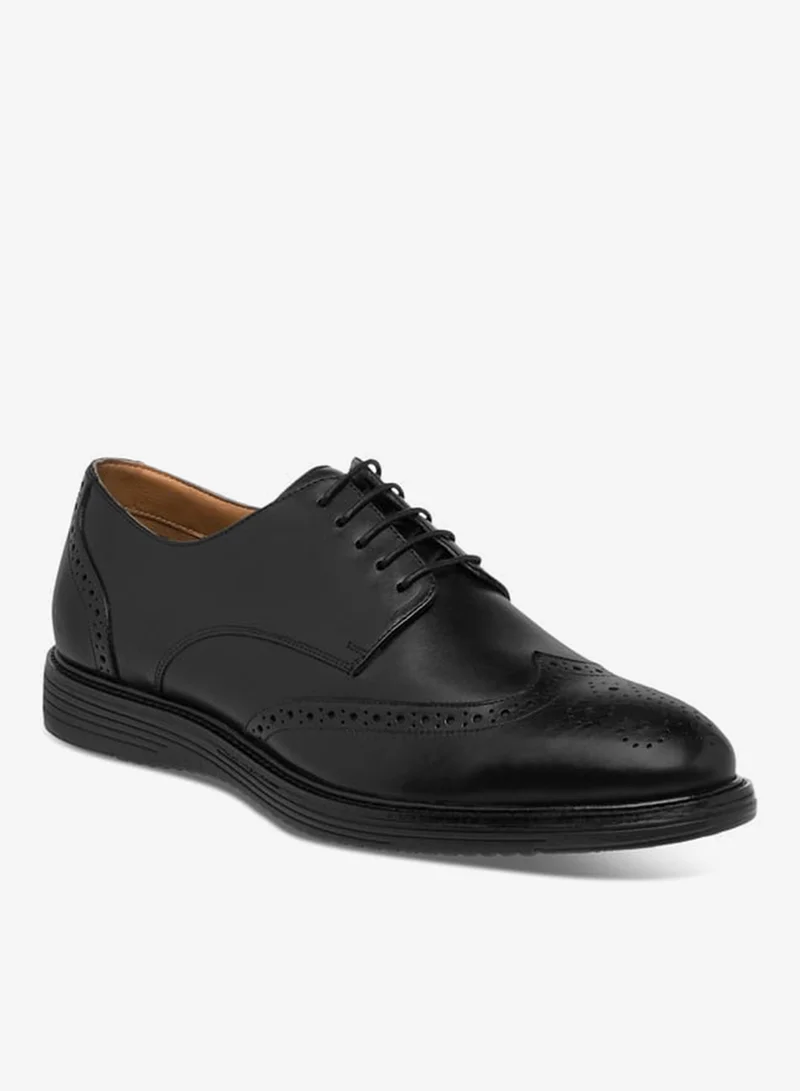 DUCHINI Mens Perforated Lace-Up Derby Shoes