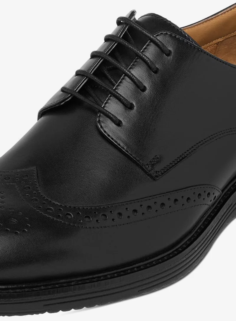 DUCHINI Mens Perforated Lace-Up Derby Shoes