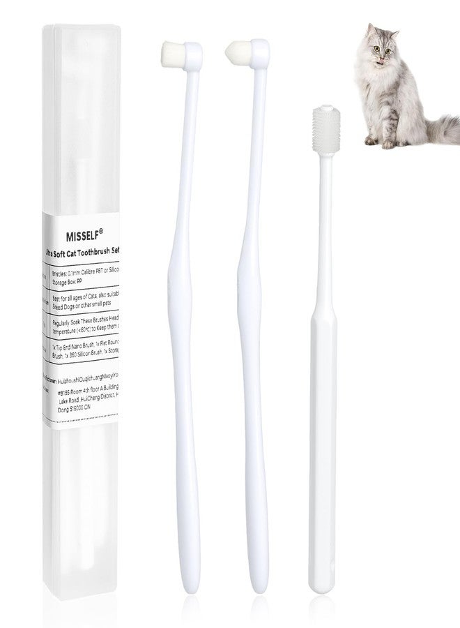 MISSELF Ultra Soft Cat Toothbrush, Tooth Brushes for Small Breed Dogs or Cats, 360 Silicone Kitten Teeth Brush, Micro Head Pet Dental Care with Case 3 Styles - Image 1