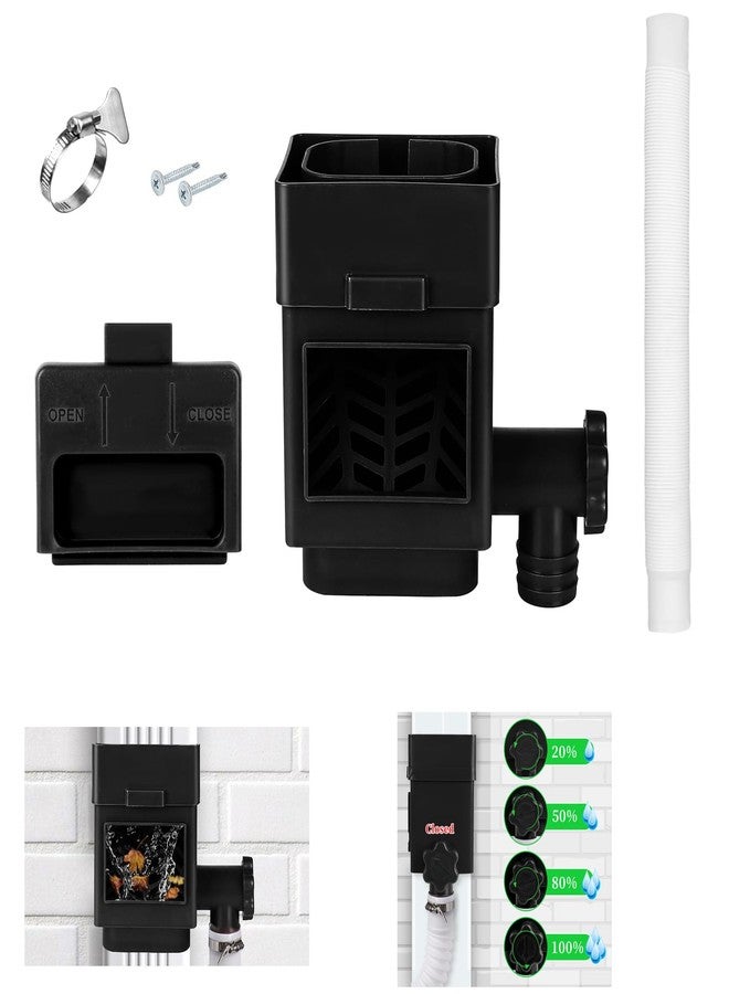 XPINYT Rain Barrel Diverter Kit, Downspout Diverter Fits for 2"x 3" or 3"x 4" Standard Downspout, Rainwater Collection System with Adjustable Valve and Filter,5ft Hose(Black) - Image 1