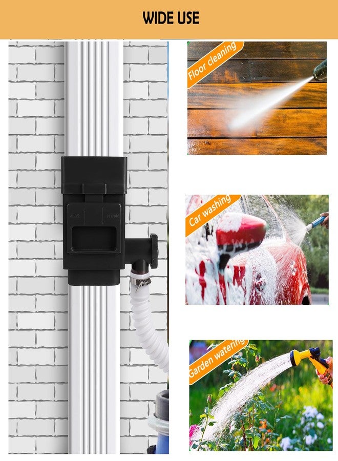 XPINYT Rain Barrel Diverter Kit, Downspout Diverter Fits for 2"x 3" or 3"x 4" Standard Downspout, Rainwater Collection System with Adjustable Valve and Filter,5ft Hose(Black) - Image 4