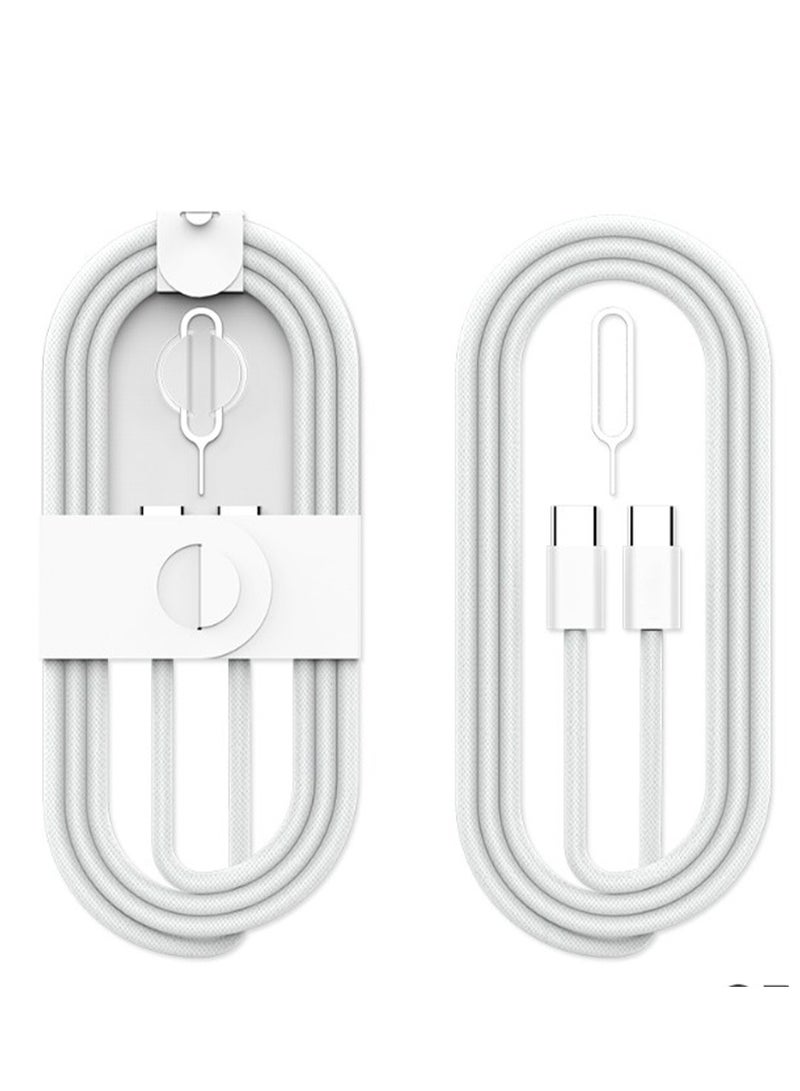 كابل شحن رقمي USB-C إلى USB-C، DC-C225 بطول 1 متر، متوافق مع ، Dmitri Patrick Sports، سعة شحن تصل إلى 60 وات، تصميم متين وعالي الجودة لنقل البيانات بسرعة والشحن الفائق، مثالي للهواتف المحمولة والأجهزة اللوحية وأجهزة الكمبيوتر المحمولة - أبيض - Image 1