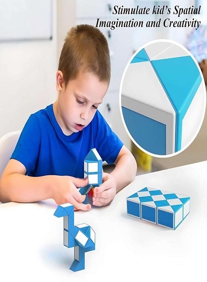 Qwick Click Magic Snake Cube Puzzle, Blue and White | Develop Creativity and Problem-Solving Skills | Twist, Turn, and Shape for Endless Fun - Image 3