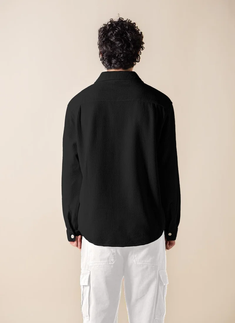 SHAPES EMBROIDERED TEXTURED SHIRT