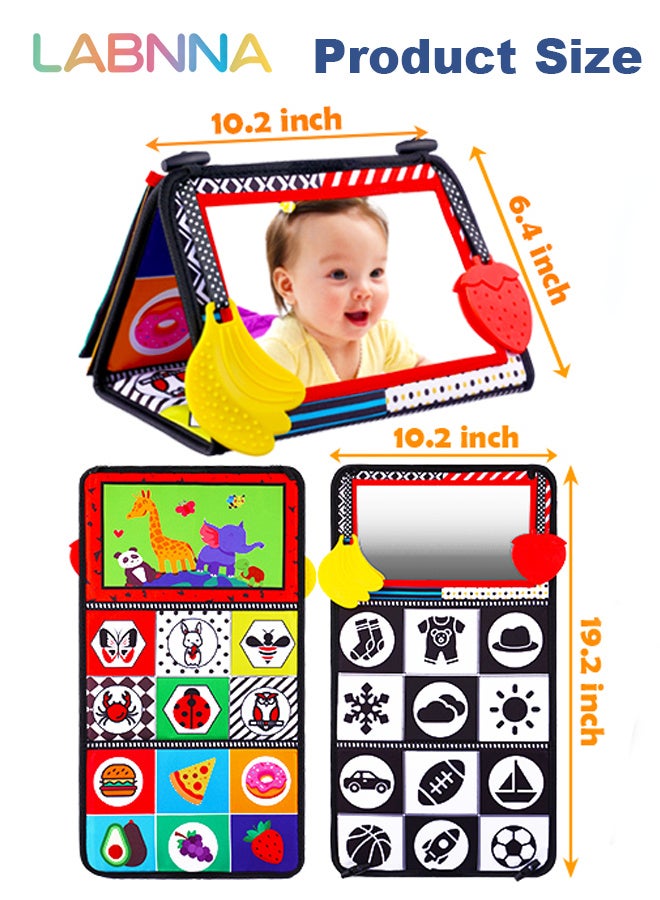 LABNNA كتاب قماش قابل للطي مع مرآة، ألعاب مرآة لوقت الاستلقاء على البطن للأطفال، ألعاب حسية عالية التباين للأطفال مع كتاب قماش مجعد ومرآة، ألعاب مونتيسوري، لعبة إبداعية محمولة لتنمية الطفل، أداة ممتازة للتعليم والتنوير المبكر - Image 5