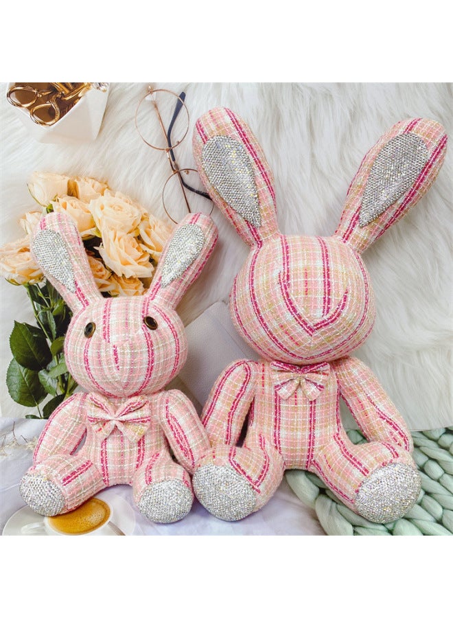 Direct Diamond Rabbit Plush Fabric Toys Birthday Net Red Diamond Doll Living Room Ornaments A Generation Of Hair-Color:spice Light Blue-Height:38cm High Diamond Rabbit - Image 5