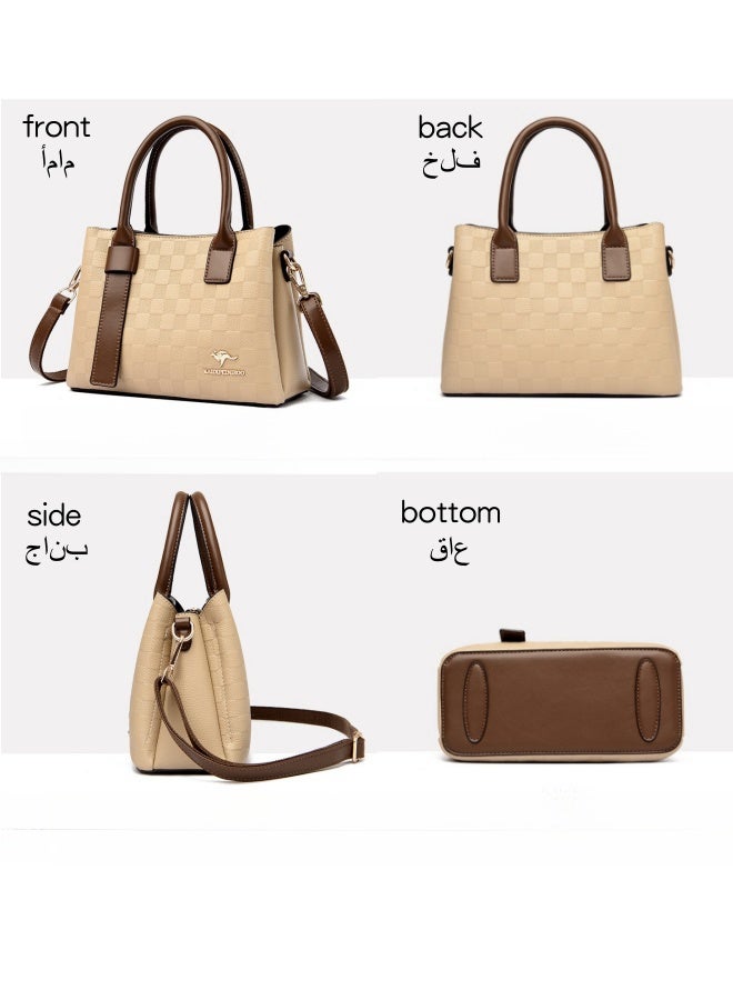 SHABILI Women's Fashion Luxury Shoulder Bags, Ladies Designer Checkered Handbag Tote Bags Clutch Bag, PU Leather Crossbody Bag Satchel Bag Beach Bag Carry Bag for College Students and Teenagers  - Image 3