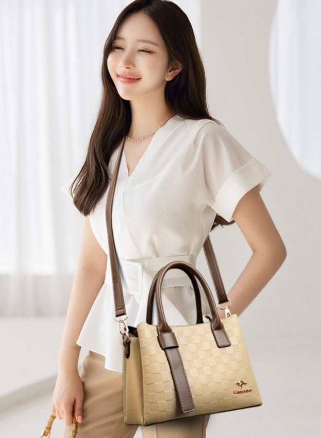 SHABILI Women's Fashion Luxury Shoulder Bags, Ladies Designer Checkered Handbag Tote Bags Clutch Bag, PU Leather Crossbody Bag Satchel Bag Beach Bag Carry Bag for College Students and Teenagers  - Image 2
