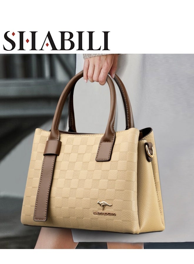 SHABILI Women's Fashion Luxury Shoulder Bags, Ladies Designer Checkered Handbag Tote Bags Clutch Bag, PU Leather Crossbody Bag Satchel Bag Beach Bag Carry Bag for College Students and Teenagers  - Image 1