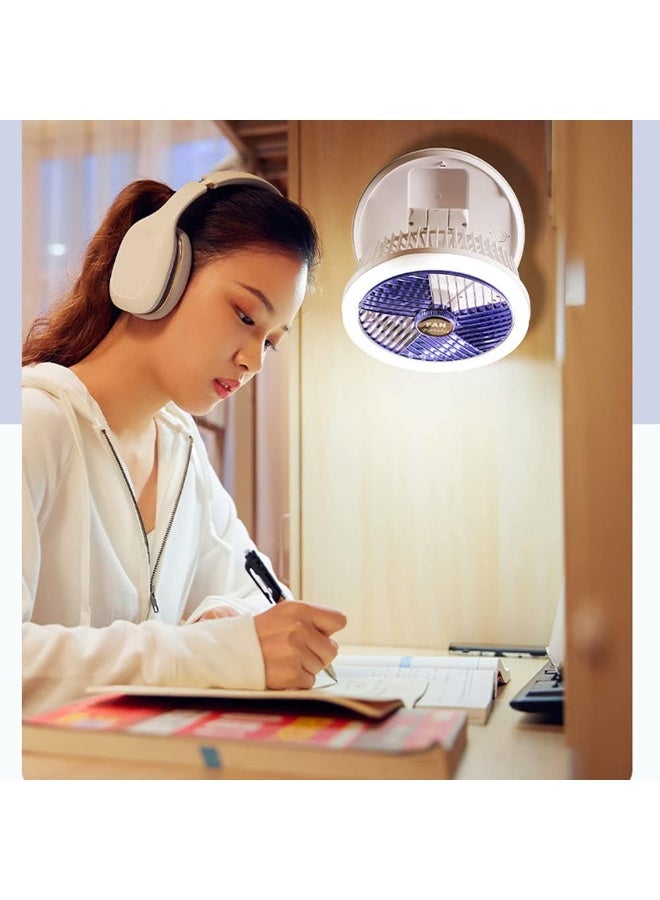 Rechargeable Portable Folding Fan with LED Light – 4-Speed Hanging Ceiling & Desk Fan with Pen Holder, Air Circulation for Home & Office - Image 3