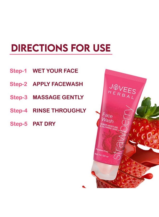 Jovees Herbal Strawberry Face Wash With Strawberry Extracts | For Normal To Dry Skin | For Women/Men | For Hydrating & Glowing Skin 120 Ml - Image 4