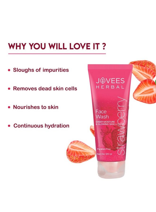 Jovees Herbal Strawberry Face Wash With Strawberry Extracts | For Normal To Dry Skin | For Women/Men | For Hydrating & Glowing Skin 120 Ml - Image 5