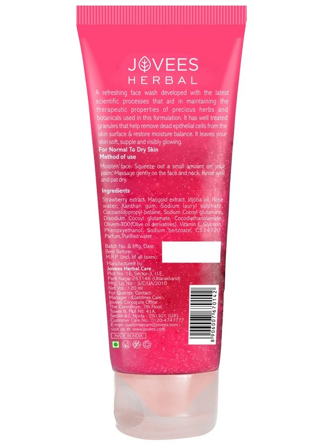 Jovees Herbal Strawberry Face Wash With Strawberry Extracts | For Normal To Dry Skin | For Women/Men | For Hydrating & Glowing Skin 120 Ml - Image 2