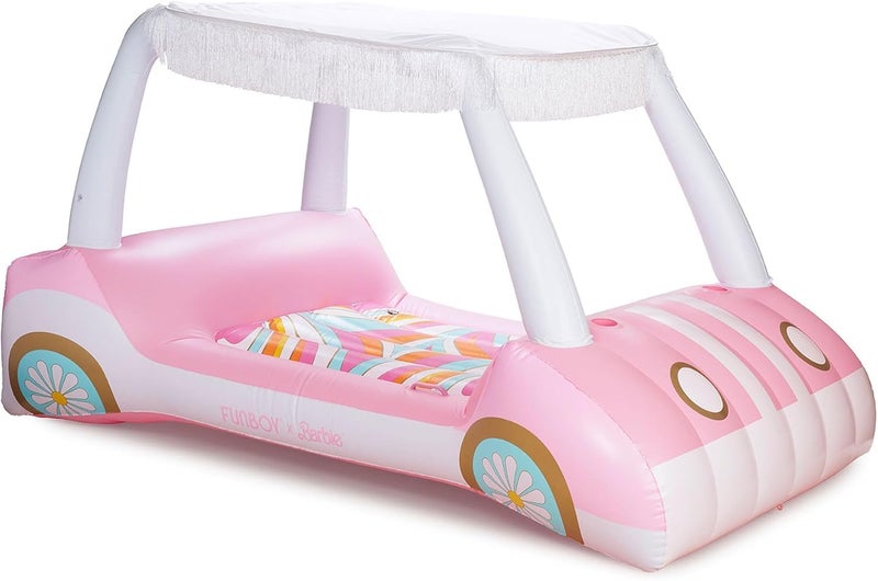 FUNBOY & Malibu Barbie Luxury Inflatable Golf Cart Summer Pool Float - Land or Water Inflatable with Cup Holder - Image 1