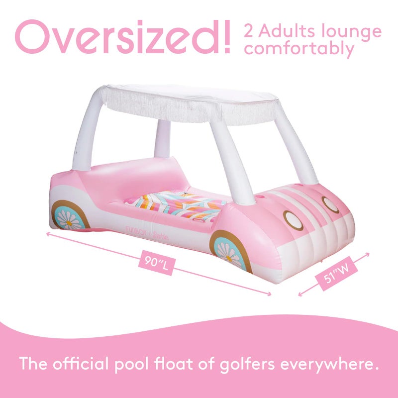 FUNBOY & Malibu Barbie Luxury Inflatable Golf Cart Summer Pool Float - Land or Water Inflatable with Cup Holder - Image 4
