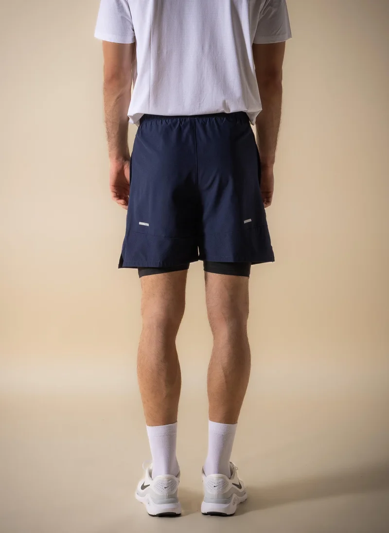 Shapes Dark Blue S93 2-in-1 TECHNICAL TRAINING SHORTS for Men | Best Price UAE