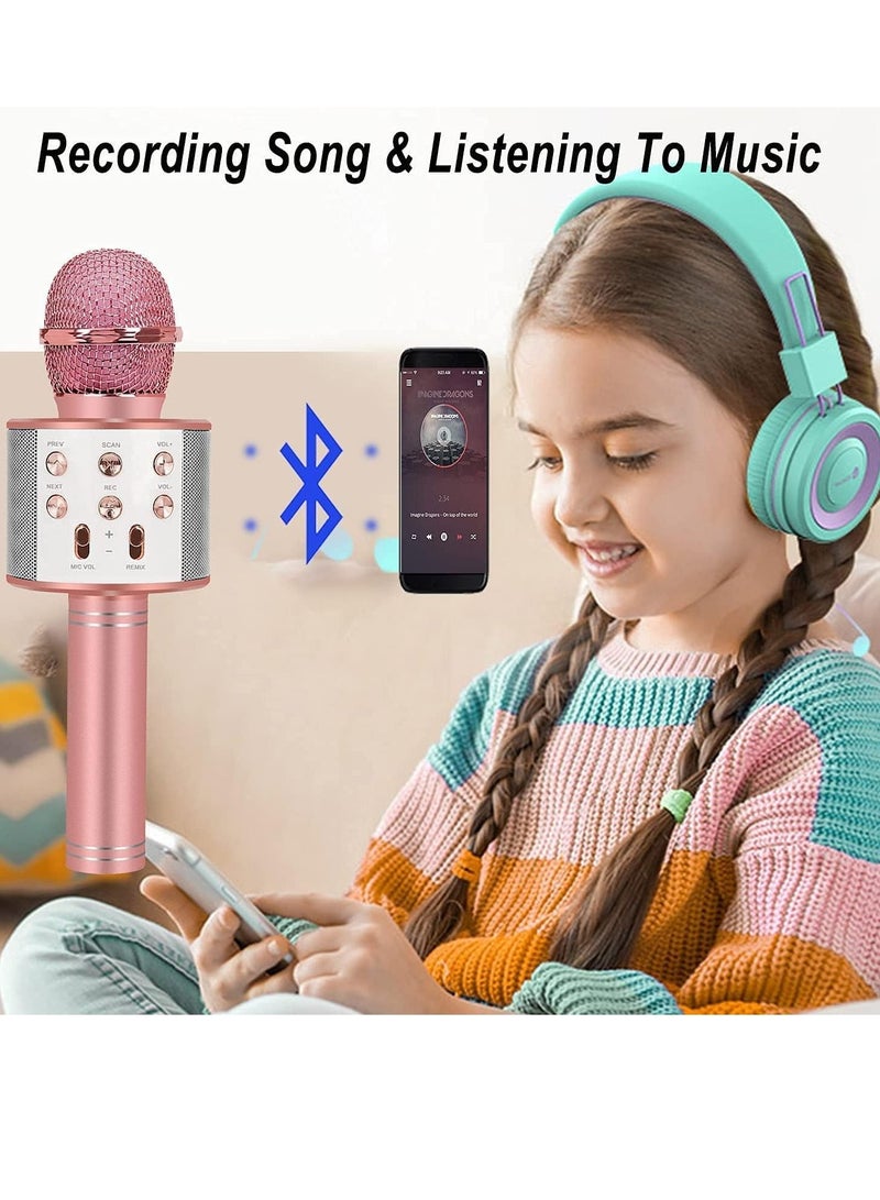 Karaoke Microphone for Kids Adults,Portable Bluetooth Microphone for Singing,Professional Voice Changer Blue Microphone Wireless,Birthday Gifts for 3 4 5 6 7 8 + Year Old Boys Girls