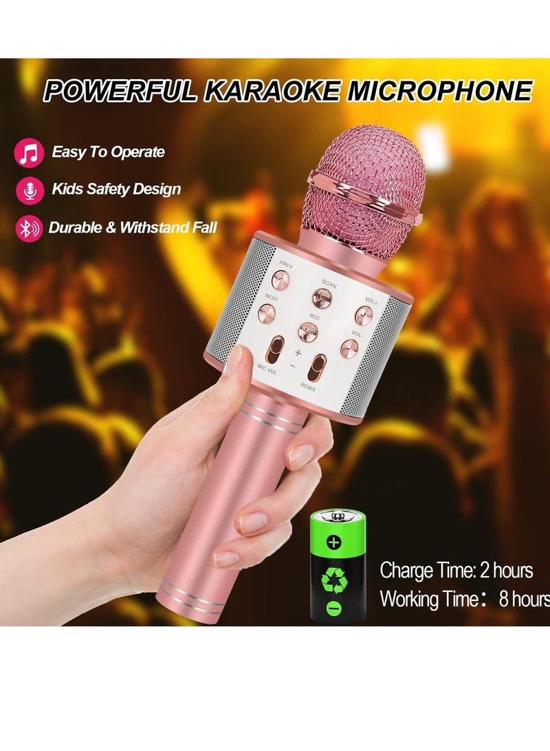Karaoke Microphone for Kids Adults,Portable Bluetooth Microphone for Singing,Professional Voice Changer Blue Microphone Wireless,Birthday Gifts for 3 4 5 6 7 8 + Year Old Boys Girls