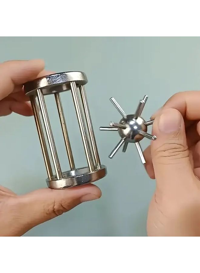 Stainless Steel Puzzle Ball Brain Teaser Educational Toy Silvery Gray - Image 5