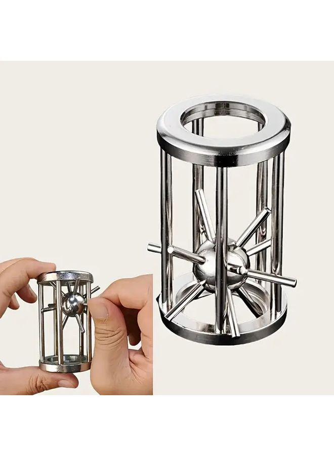 Stainless Steel Puzzle Ball Brain Teaser Educational Toy Silvery Gray - Image 3