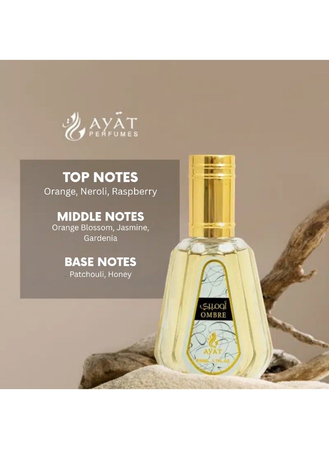 Ayat Perfumes Ombre Eau de Parfum 50 ml – Orange & Neroli with Raspberry – Jasmine & Gardenia – Patchouli & Honey – Long-Lasting Unisex Arabian Perfume - Image 3