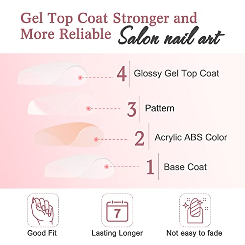 Artquee Classic French Tip Press On Nails Short Square Clear Pink Designs False Nail White Edge Glossy Reusable Stick on Nails for Women Fake Nails Art in 12 Sizes - 24pcs Nail Kit - Image 5