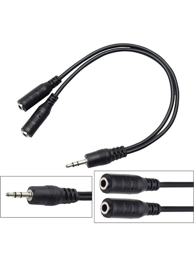 تايمي كيبل صوت منفذ ذكر الي 2 انثي 3.5mm لون اسود  - Image 1