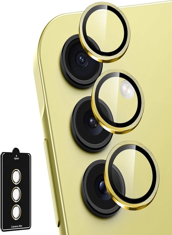 General Compatible with Galaxy A55 5G Camera Lens Protector 9H Tempered Glass Camera Cover Protector Metal Individual Ring for Galaxy A55 Gold  - Image 1