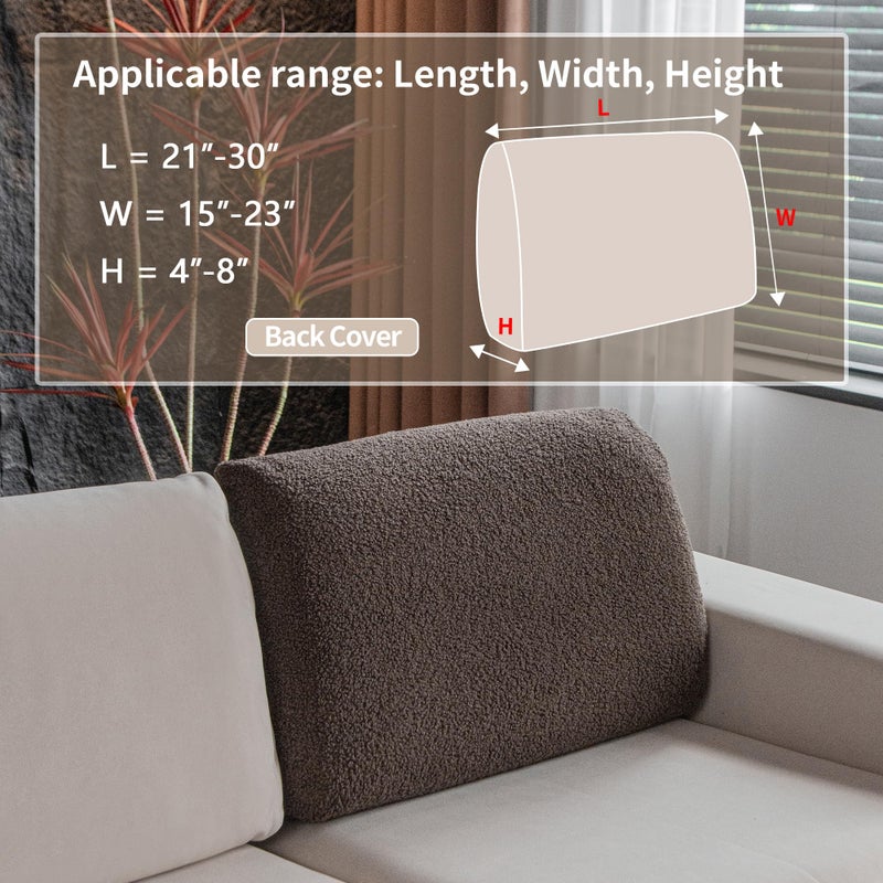 OHSIO Couch Cushion Covers for Sectional Sofa, Stretch Soft Sofa Slipcovers Washable Wear-Resistant Universal Furniture Protector for Living Room(1 Piece Back Couch Cover, Brown) - Image 2