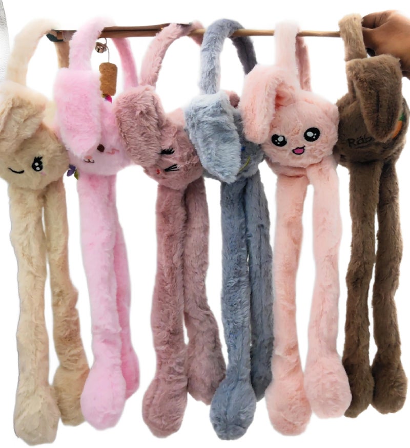 THE DDS STORE Women Kids Warm Plush Earmuffs Funny Bunny Ear Muffs with Moving Ears Cute Windproof Ear Warmer Toys Gift (Brown) - Image 2
