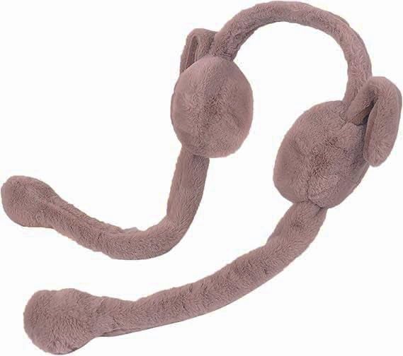 THE DDS STORE Women Kids Warm Plush Earmuffs Funny Bunny Ear Muffs with Moving Ears Cute Windproof Ear Warmer Toys Gift (Brown) - Image 1