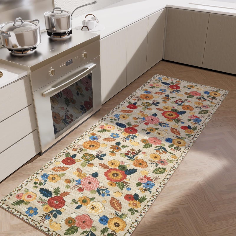 palohom 2x6 Hallway Washable Runner Rug: Vintage Kitchen Rug Runner with Non Slip Backing Low Pile Soft Faux Wool Non Shedding Distressed Carpet Runners for Entryway Living Room Bedroom Bathroom Farmhouse - Image 1