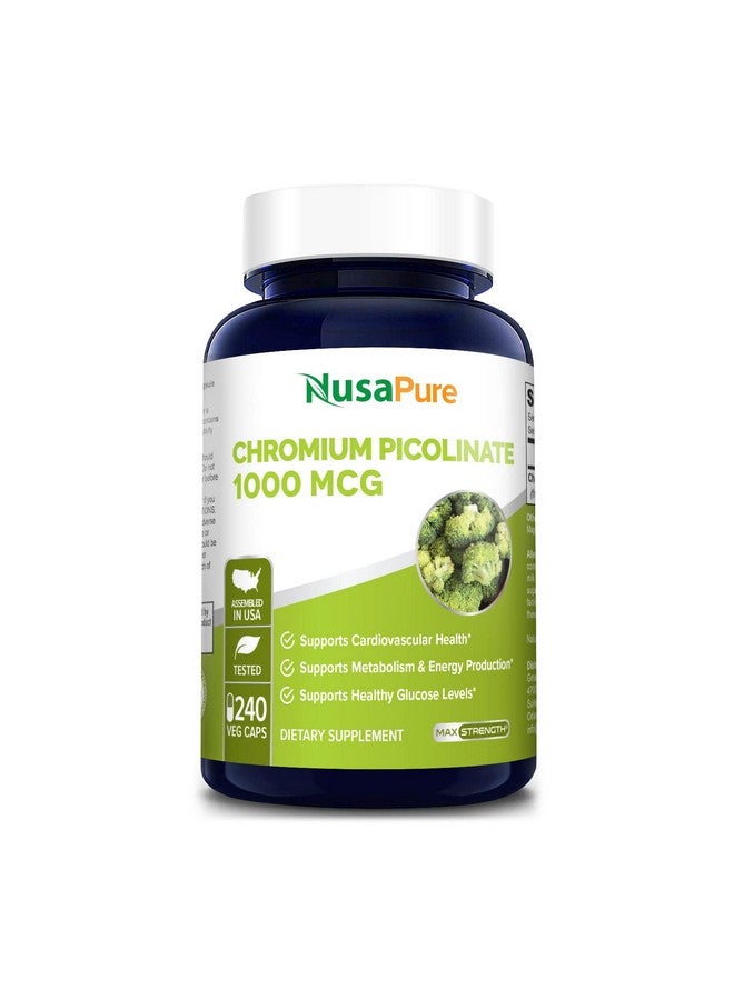 NusaPure كروم بيكولينات 1000 ميكروغرام 240 كبسولة نباتية (خالٍ من الكائنات المعدلة وراثيًا وخالٍ من الغلوتين) - Image 1