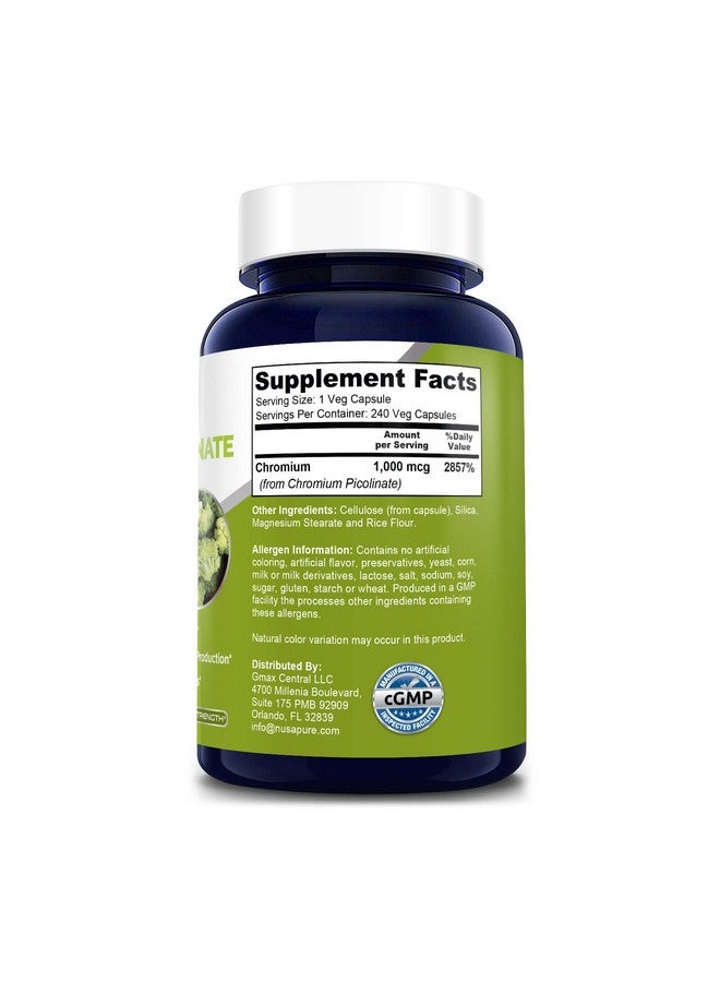 NusaPure كروم بيكولينات 1000 ميكروغرام 240 كبسولة نباتية (خالٍ من الكائنات المعدلة وراثيًا وخالٍ من الغلوتين) - Image 3